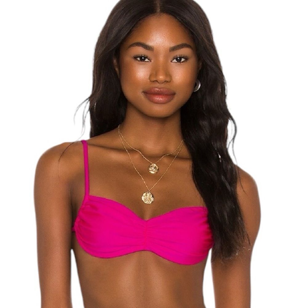 Superdown Hazel String Bikini Top Hot Neon Pink Size XS